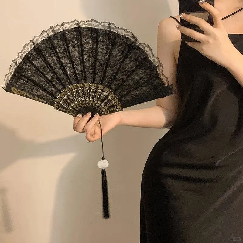 救命！这把黑蕾丝折扇让我在会展被要链接！