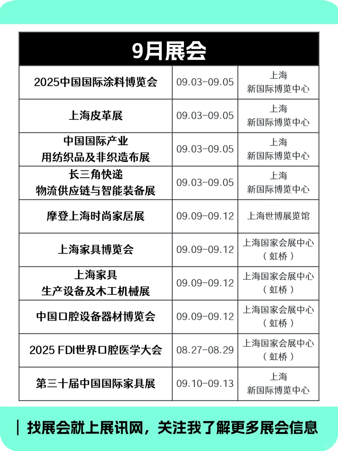 2025年上海下半年展会排期抢先看！