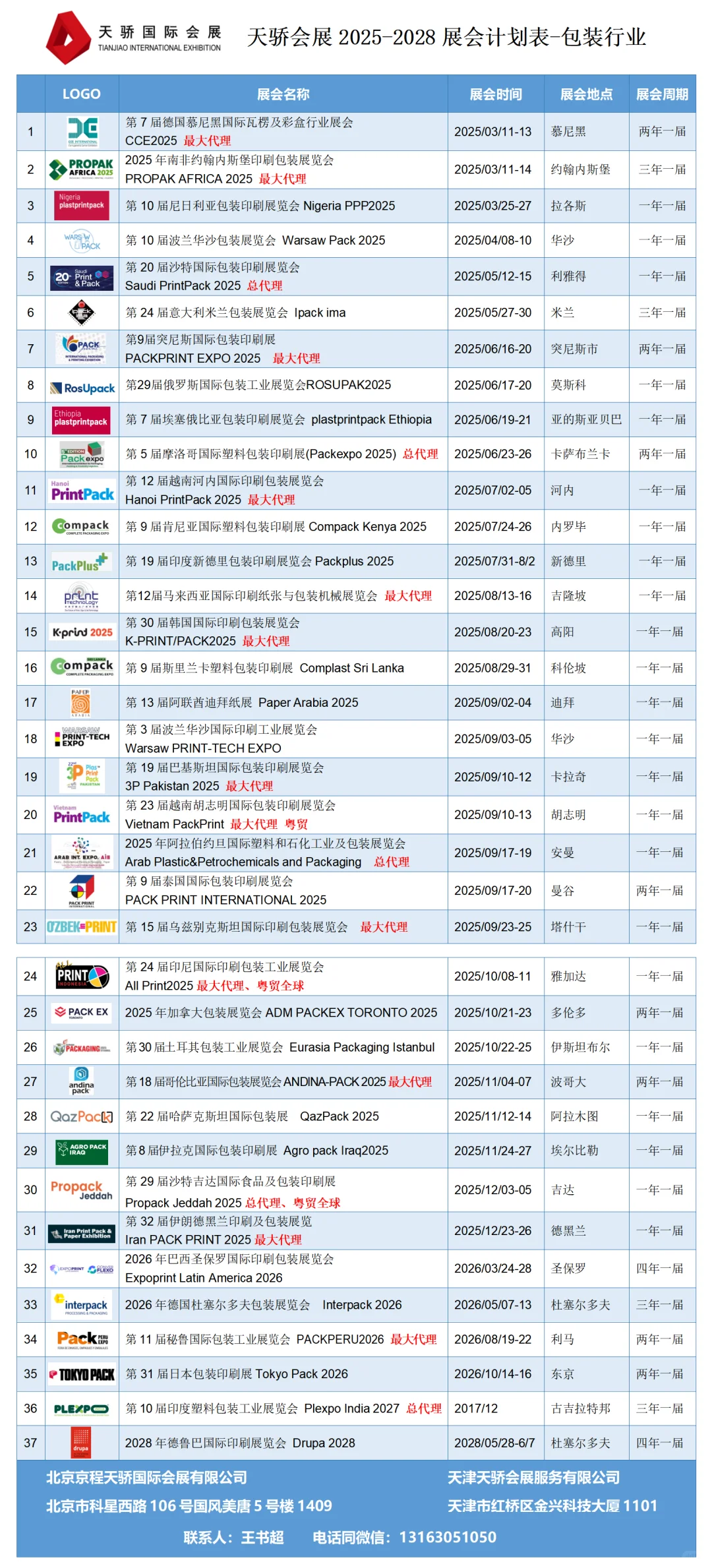 展会年度计划表