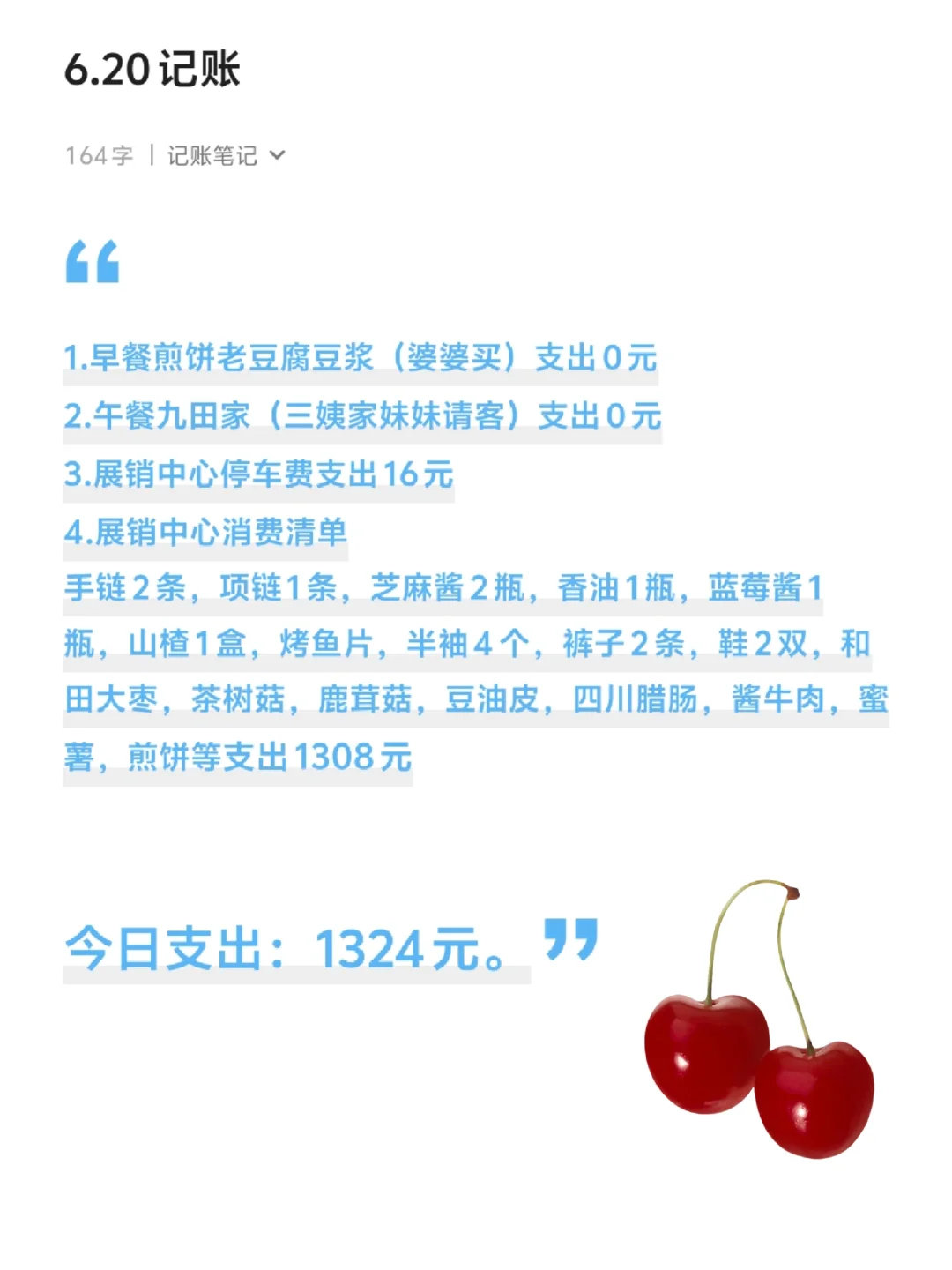 今日支出1324元✅