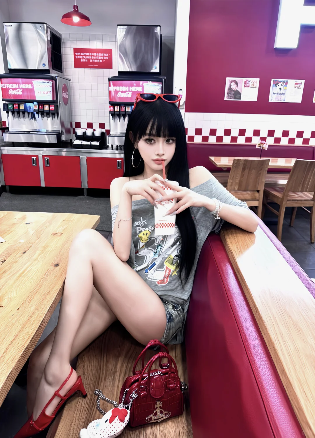Five guys拍照太出片了?美式辣妹拿捏住