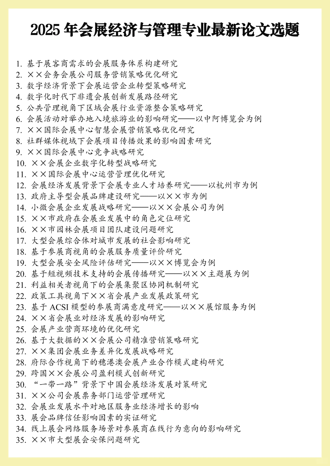 2025年会展策划与管理论文选题分享！