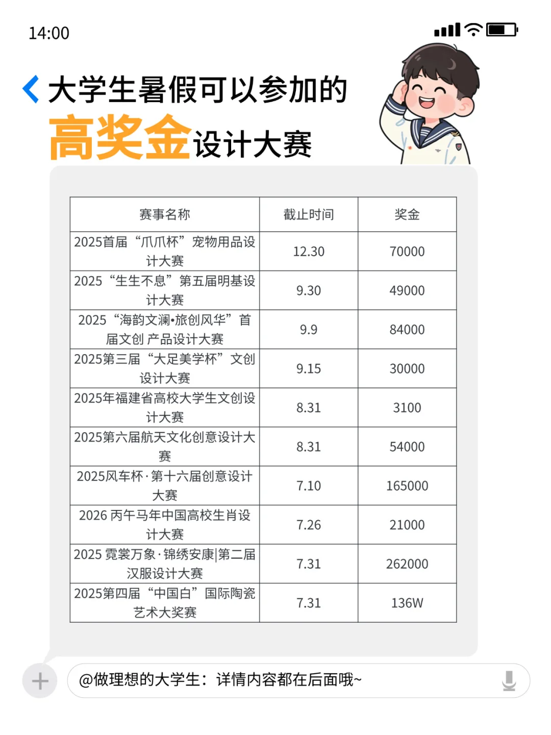 暑假可以参加的高奖金?设计大赛！