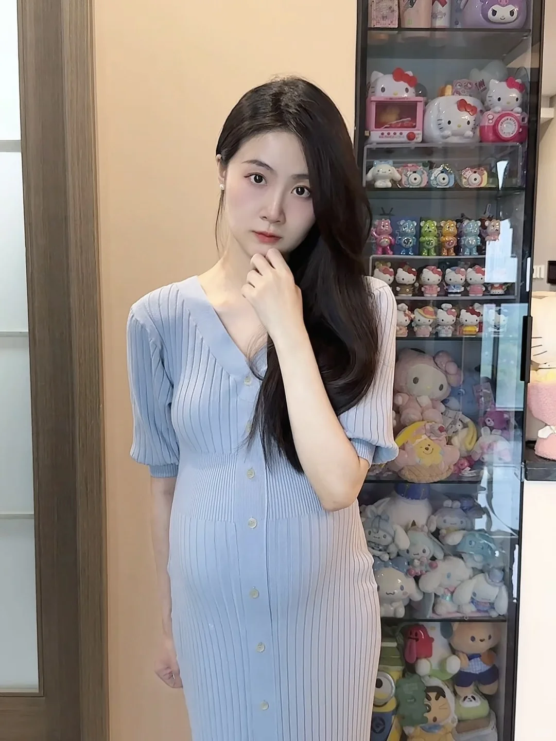 孕36周穿搭 snidel蓝色战袍 日系人妻感拉满
