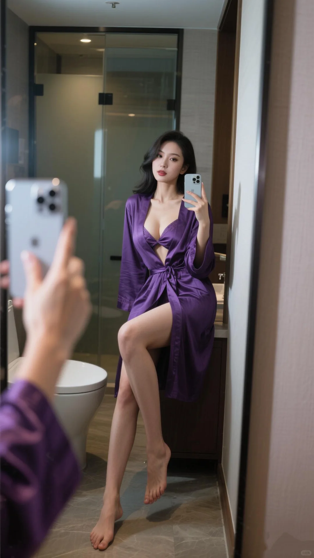 紫色睡袍下的性感密码，你能解开吗？