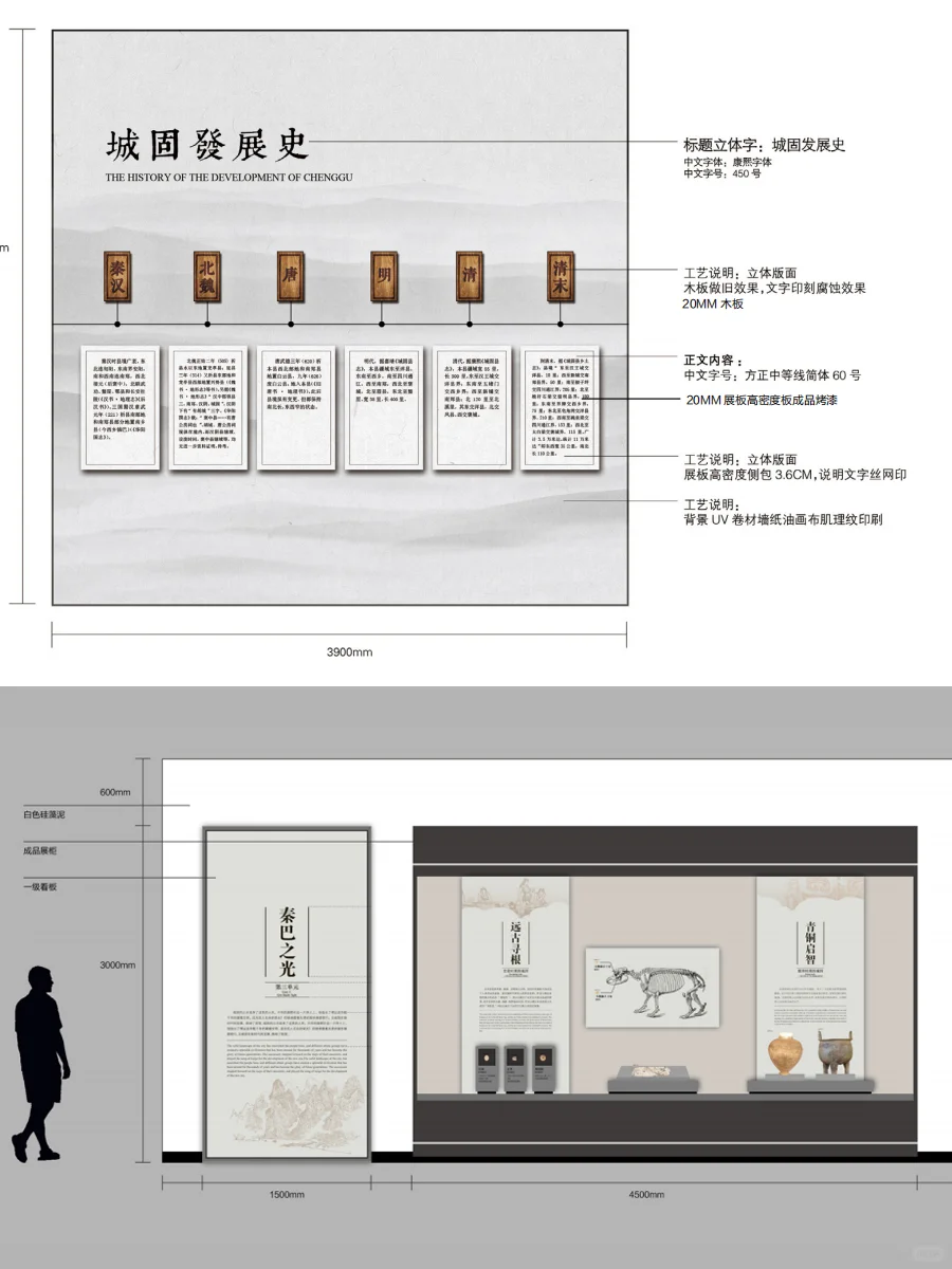 历史博物馆立面图文展板材质工艺解析