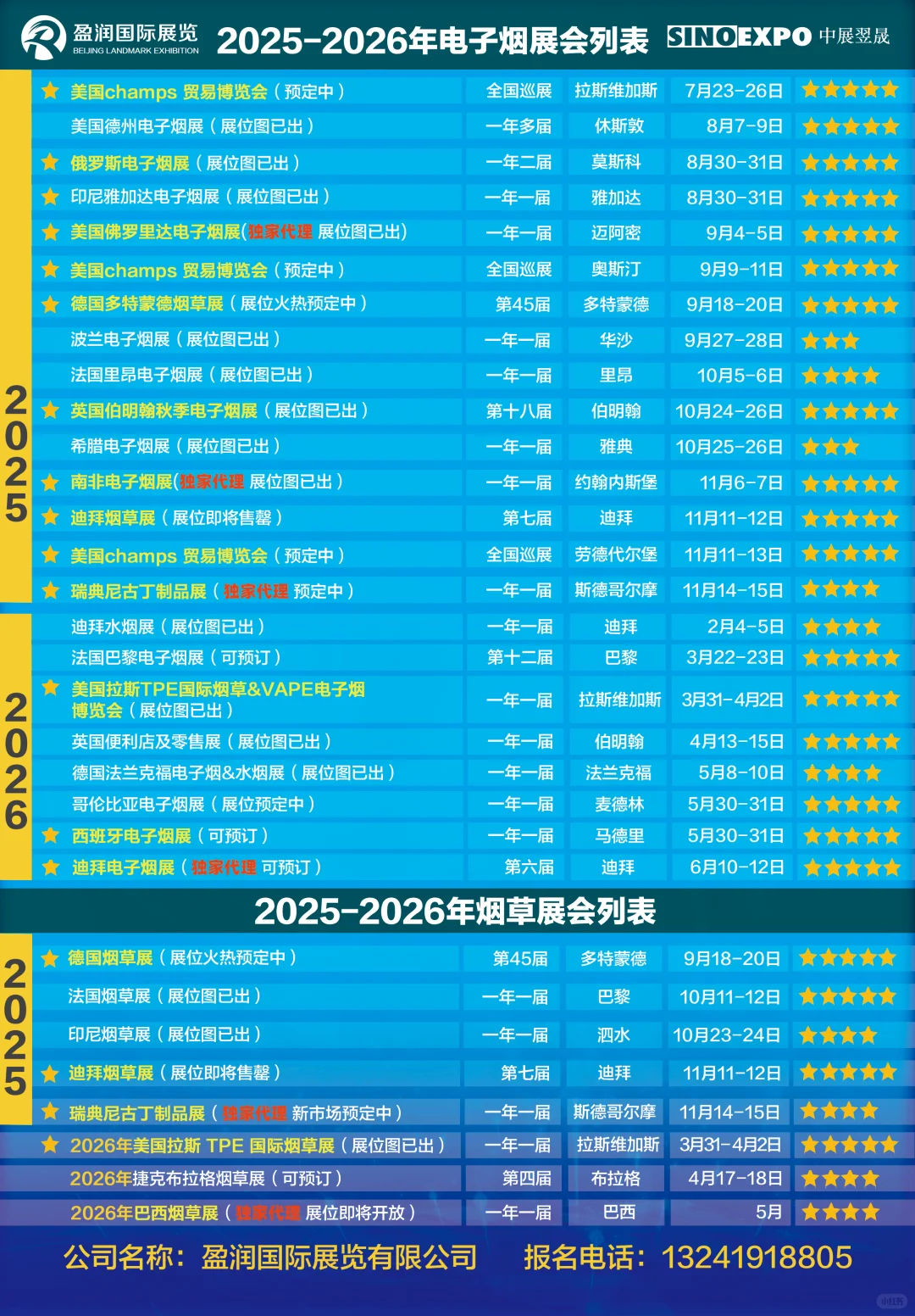2025-2026年最新展会信息一览表