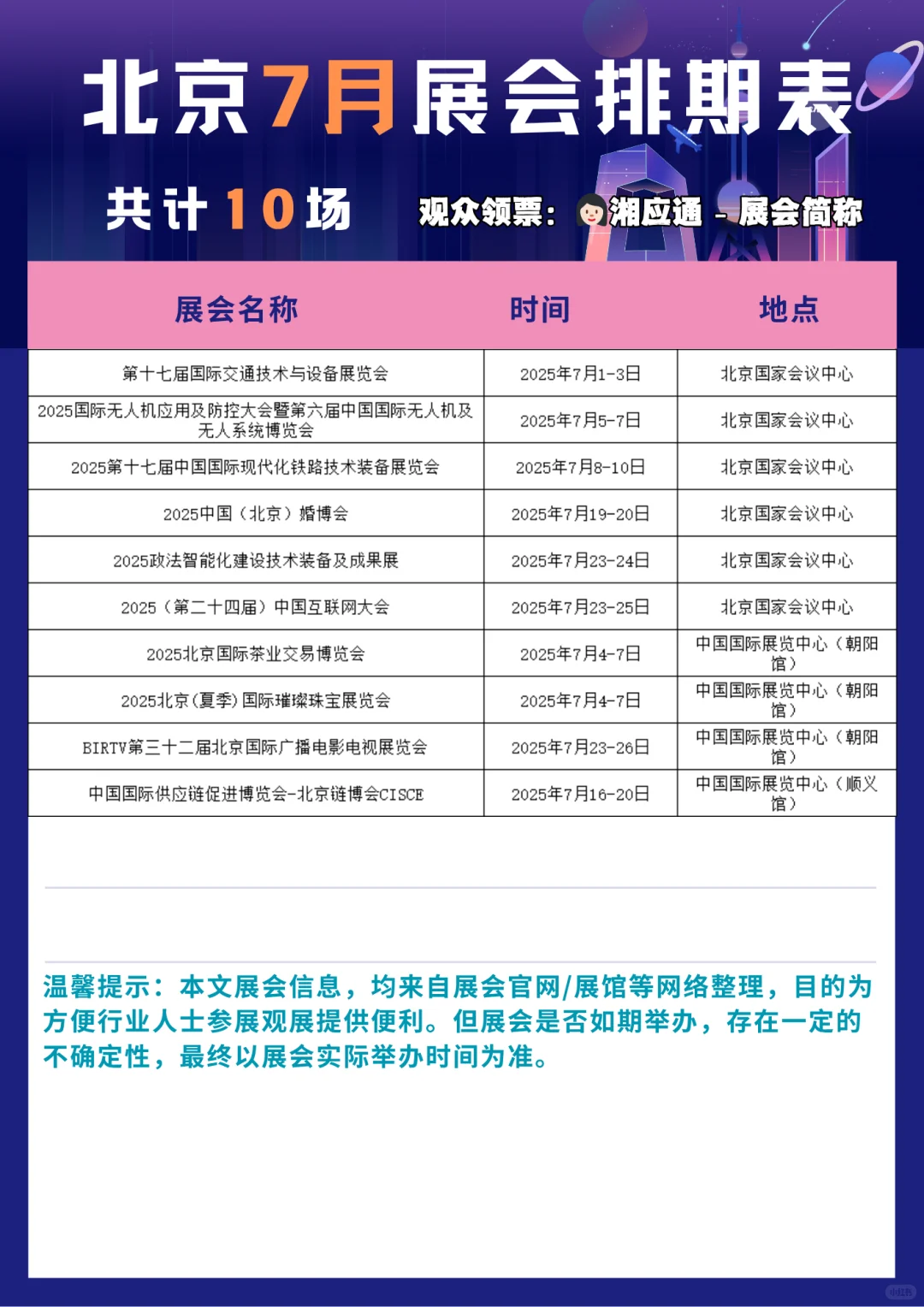 北京7月展会排期！