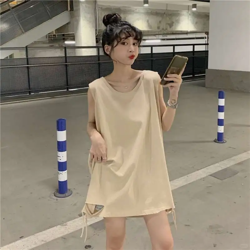 纯棉无袖T恤女夏季辣妹风穿搭神器