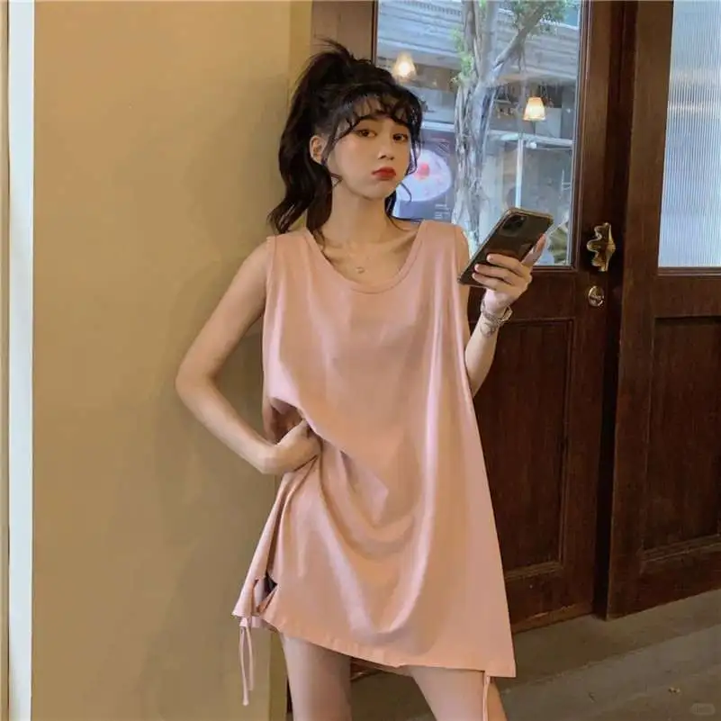 纯棉无袖T恤女夏季辣妹风穿搭神器