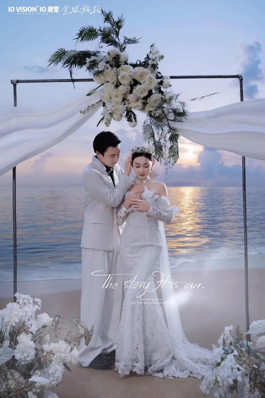 氛围感拿捏 三亚海边夕阳婚纱照真的绝美