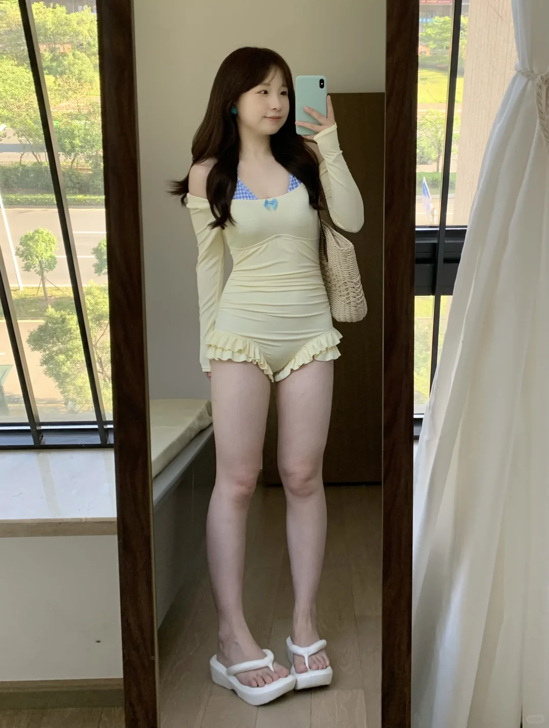 162 112梨形保守款泳衣 期待去海边啦！