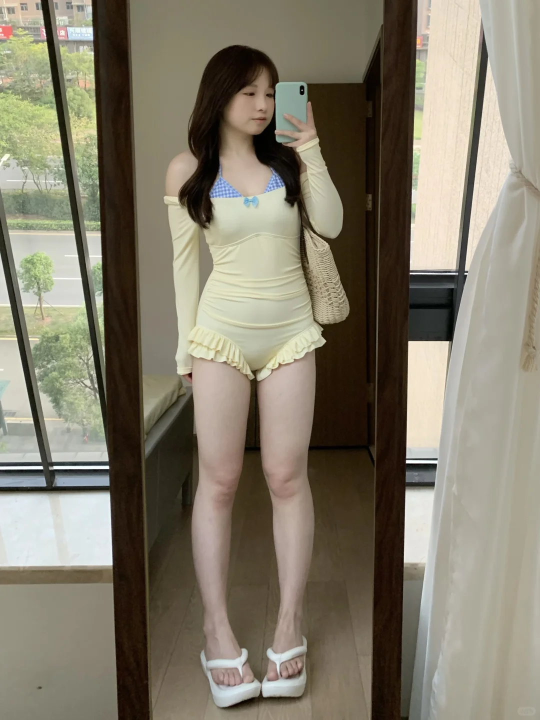 162 112梨形保守款泳衣 期待去海边啦！