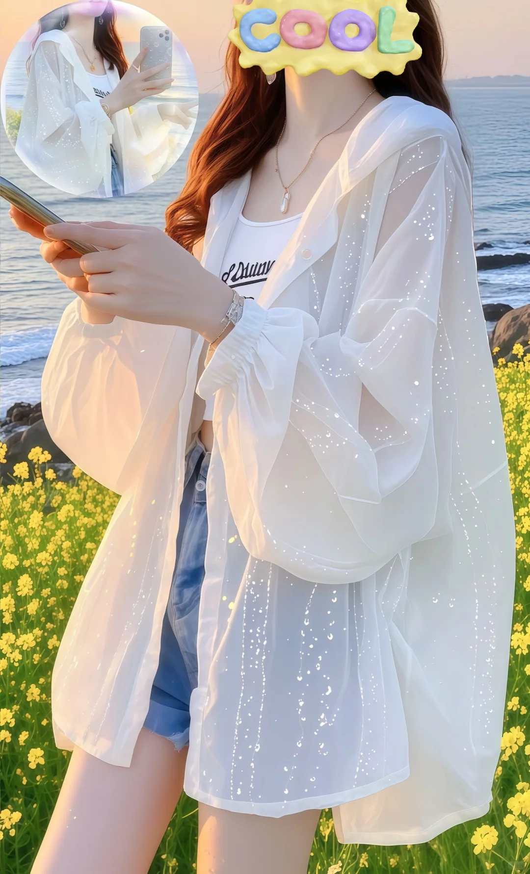 夏日海岛风✨ (自带星光)的防晒衣穿搭