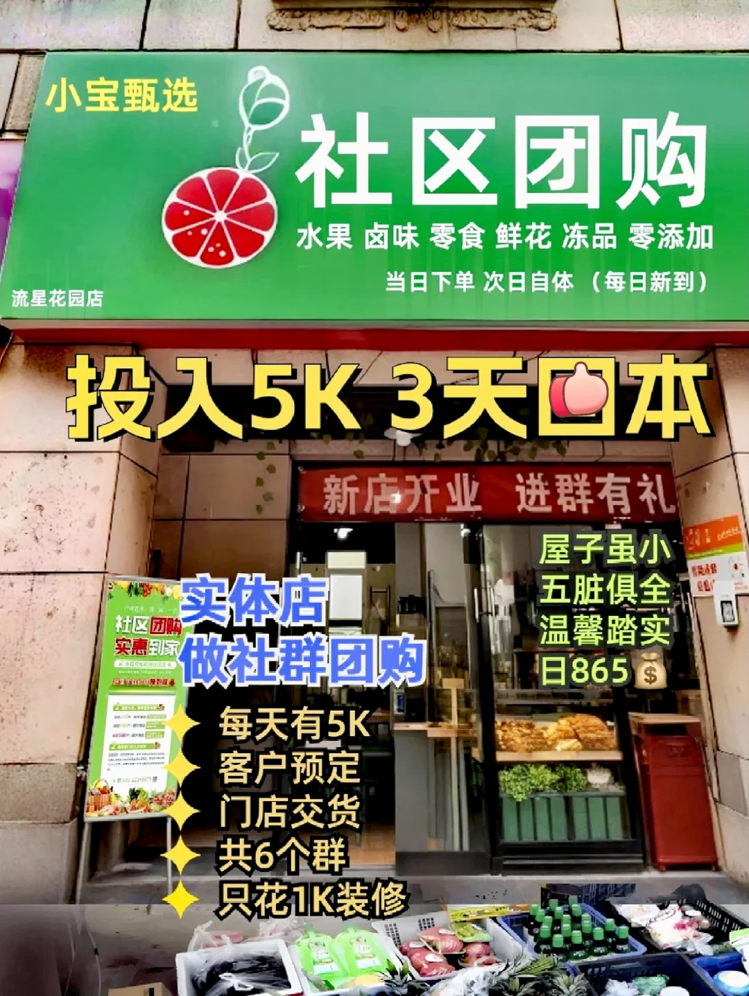 拿50张做社群团购，3天收回来，真的爽