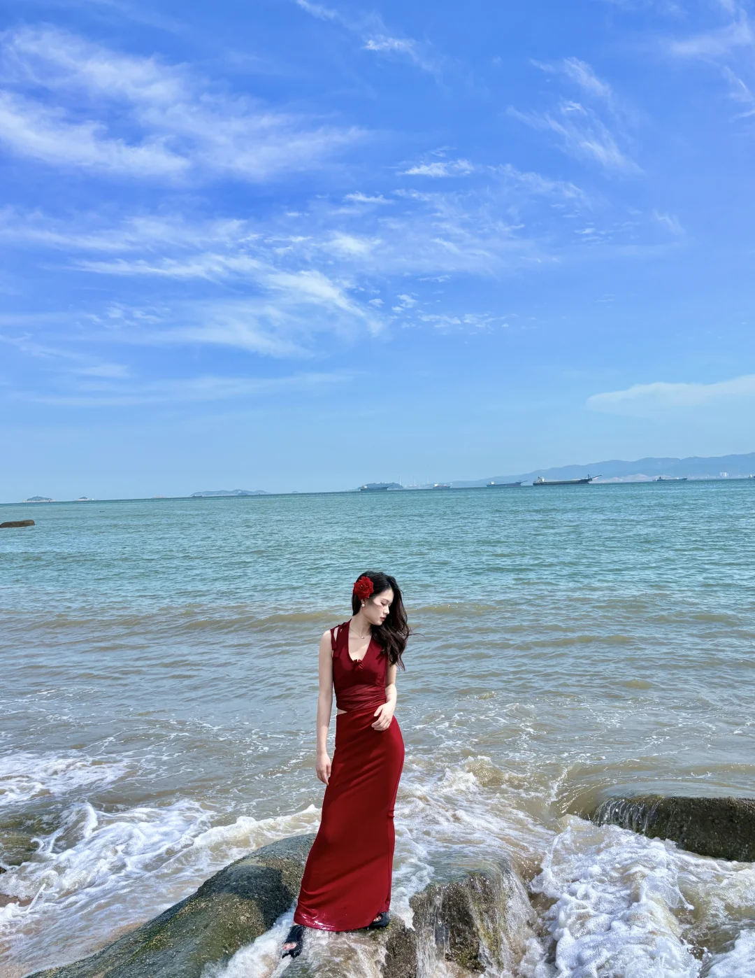想看你们的红裙海边照片