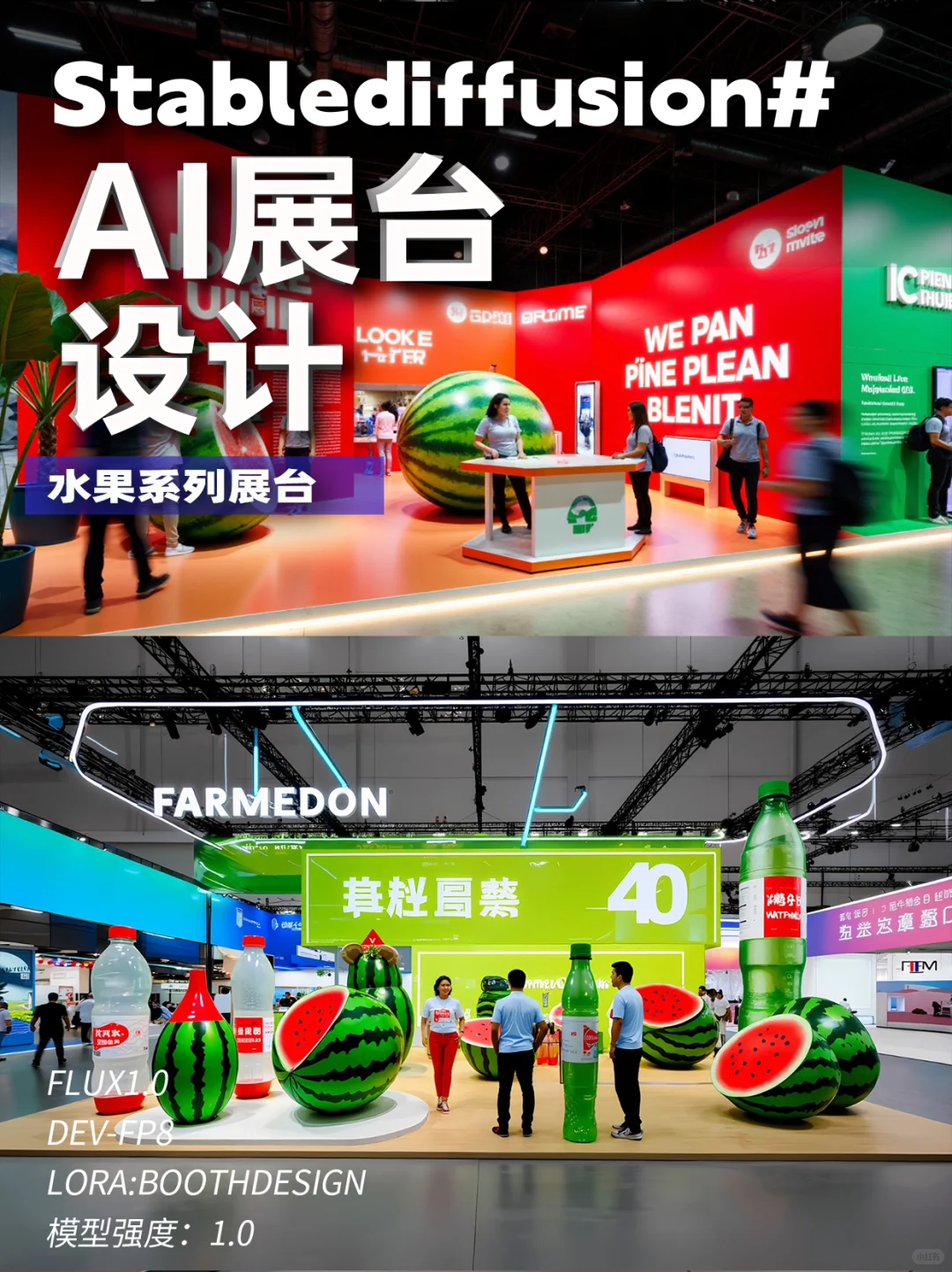 【AIGC展览设计】大西瓜，沉浸式水果展台！