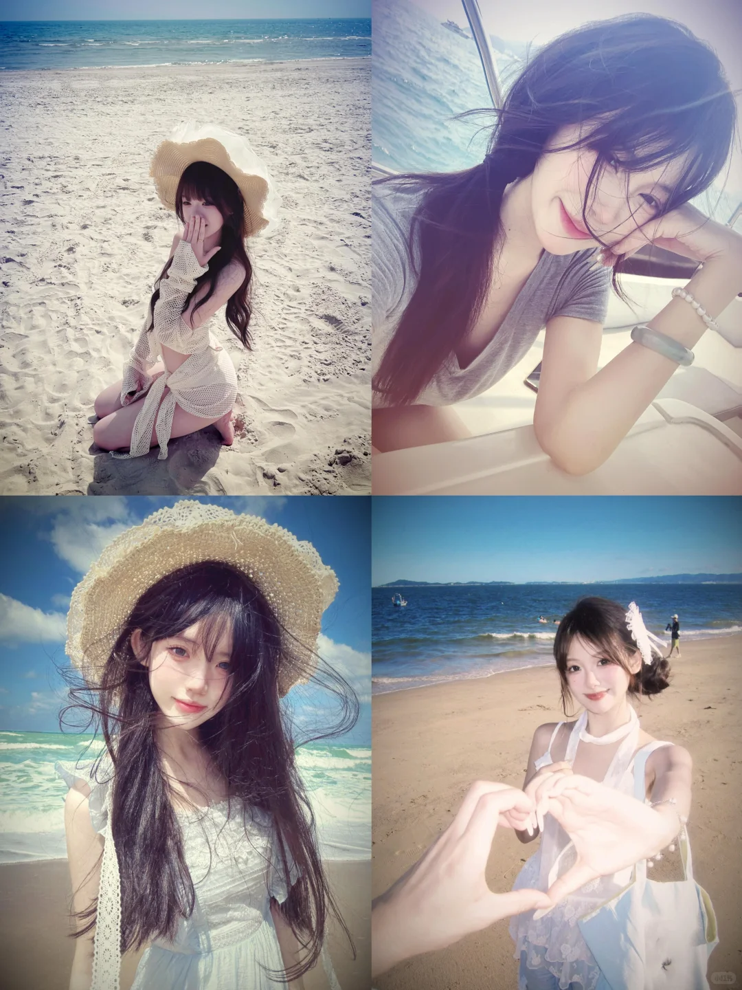 存一些古早感海边拍照姿势?