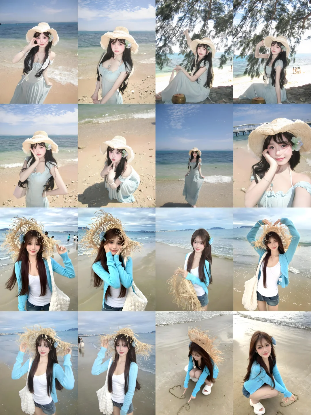 帮普通人存一些海边沙滩拍照姿势?