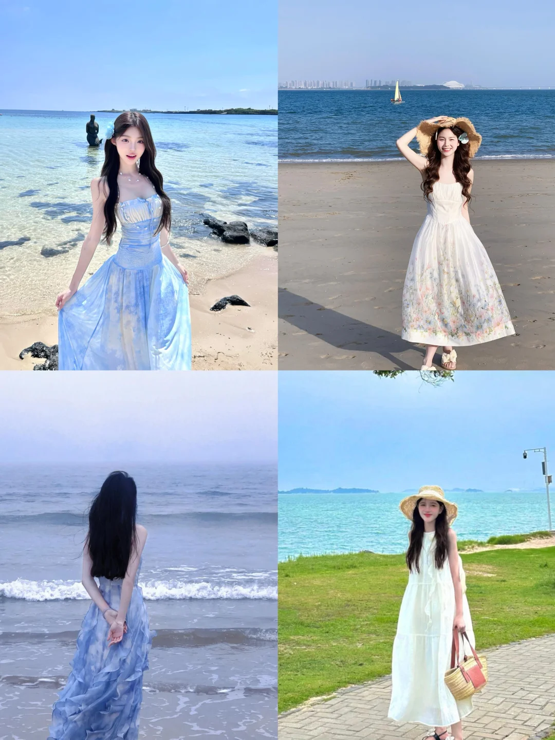 存一些适合i人海边长裙拍照姿势?！