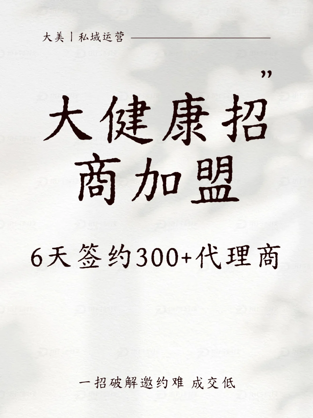 大健康招商，6天签300+代理商