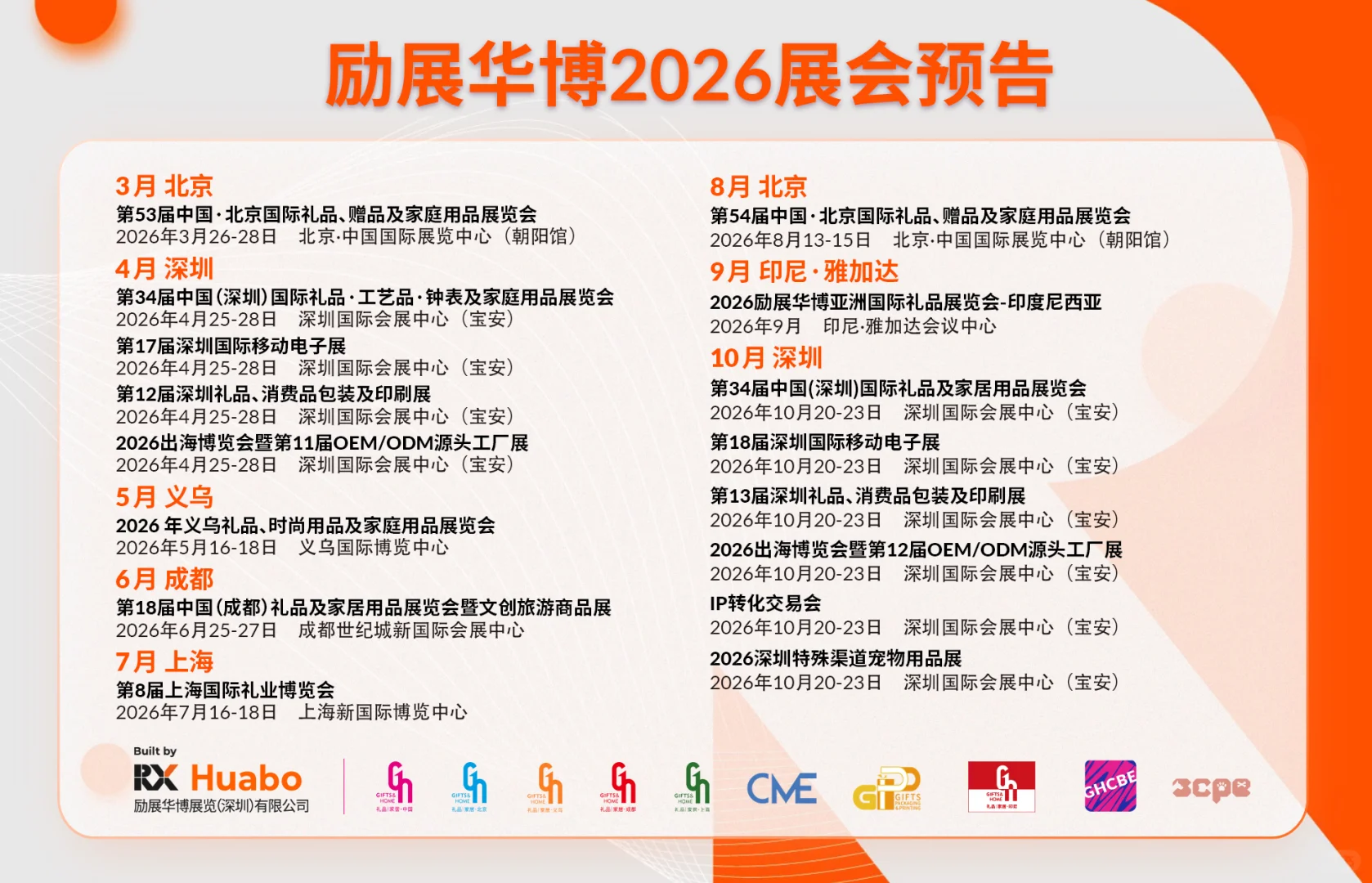 2026年礼品家居全年展会排期～