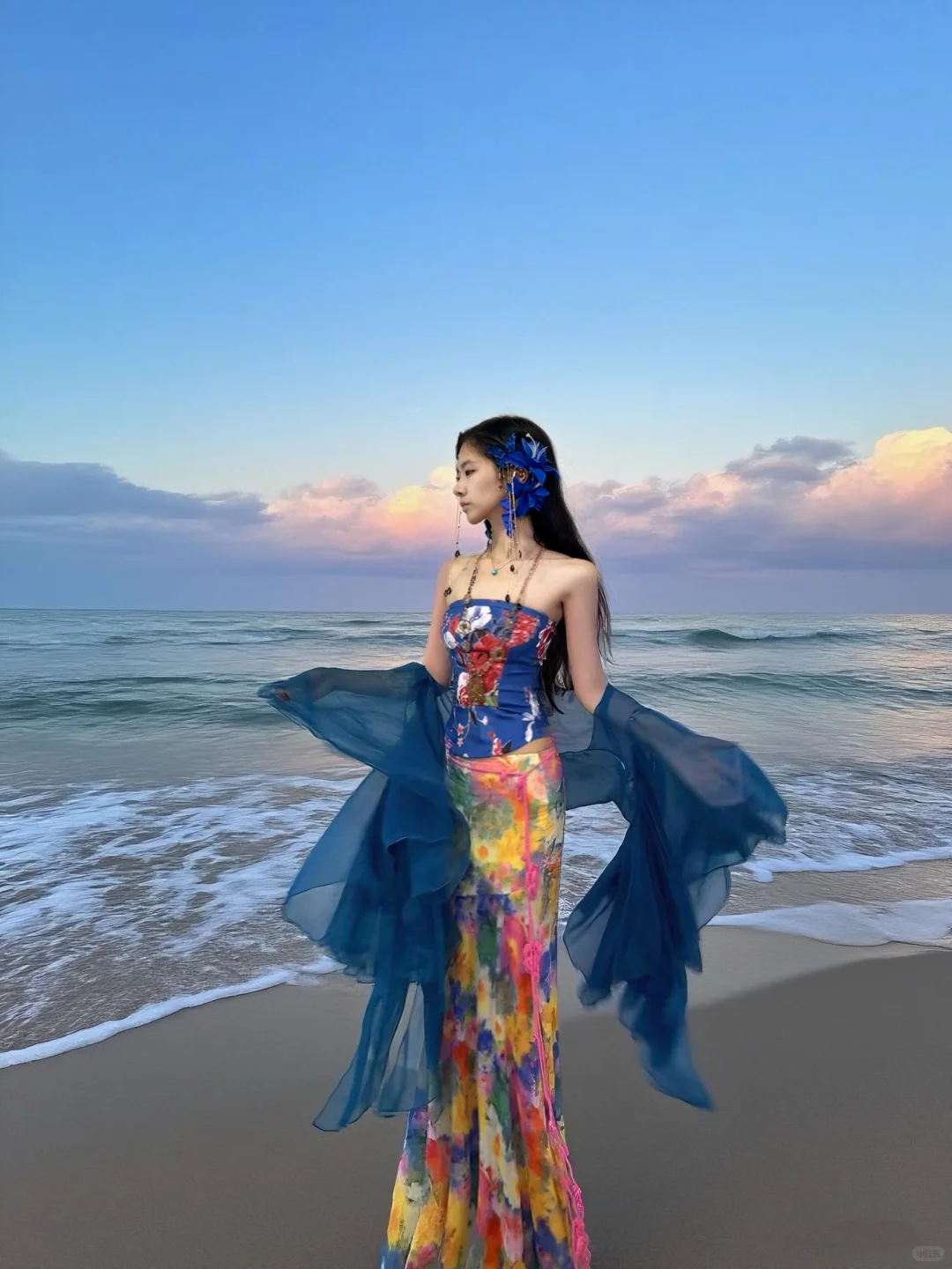 碧玉妆花?极繁新中式?清冷氛围感海边穿搭