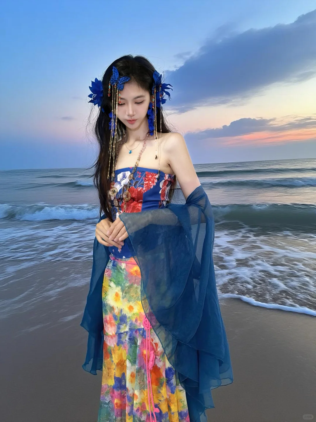 碧玉妆花?极繁新中式?清冷氛围感海边穿搭