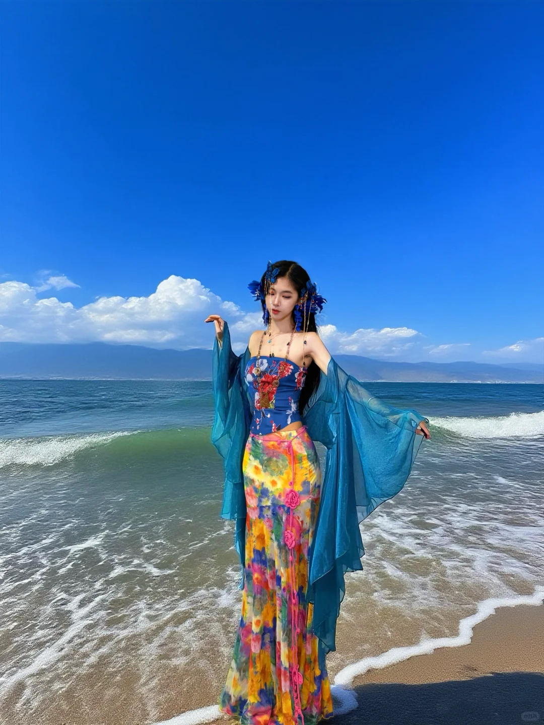 碧玉妆花?极繁新中式?清冷氛围感海边穿搭