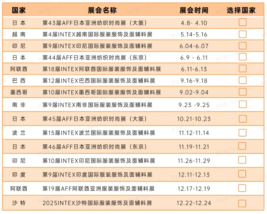 下半年海外展会～