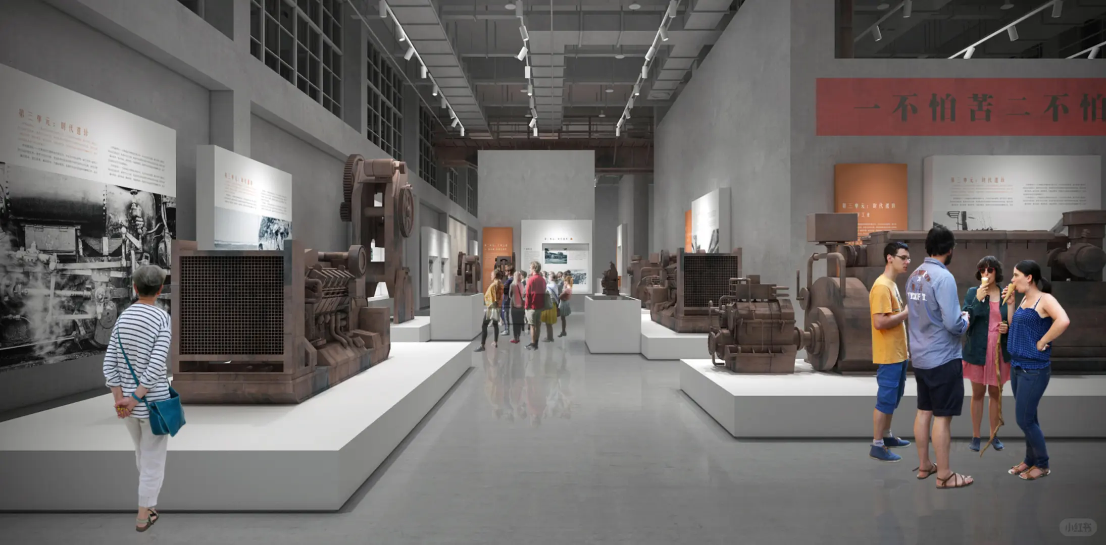 整体展陈氛围与空间体量感十足的工业博物馆