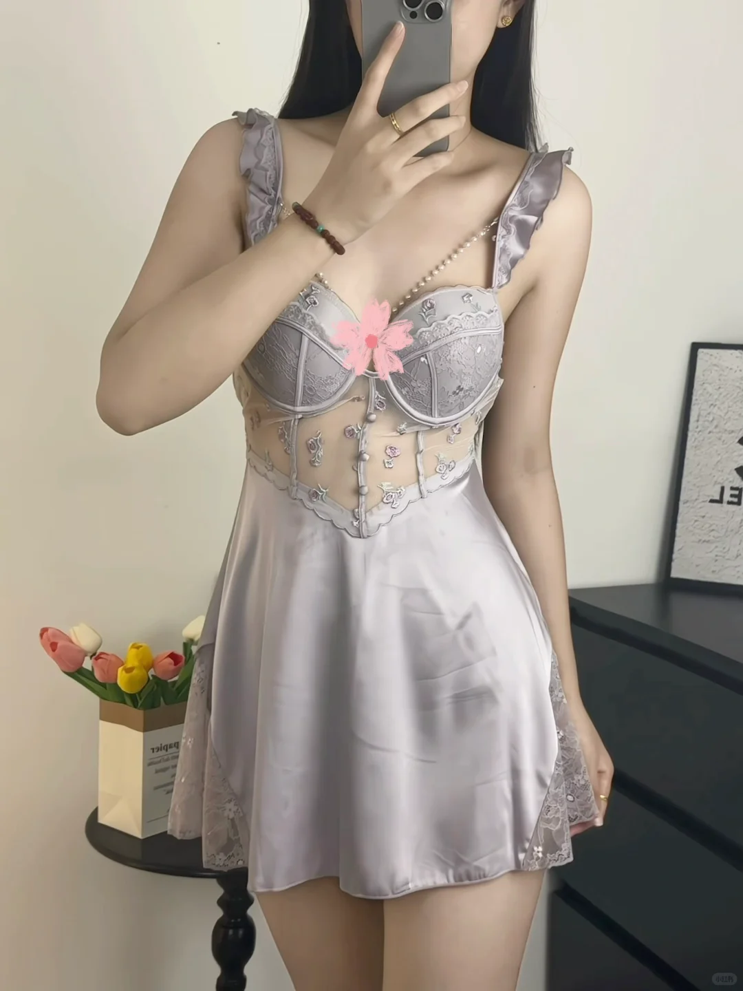 左滑，上身！紫色蝴蝶睡裙，氛围感拉满！