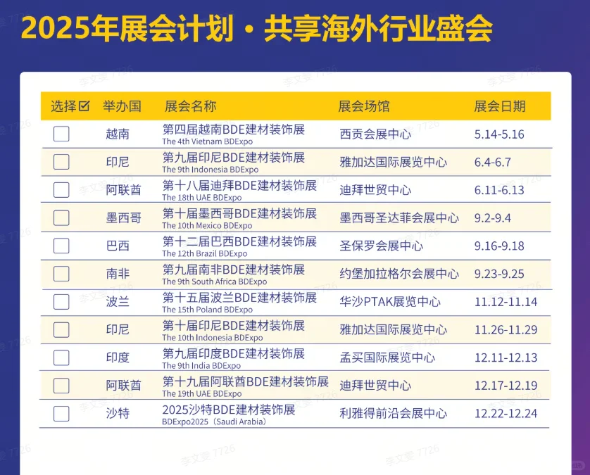 下半年海外展会～