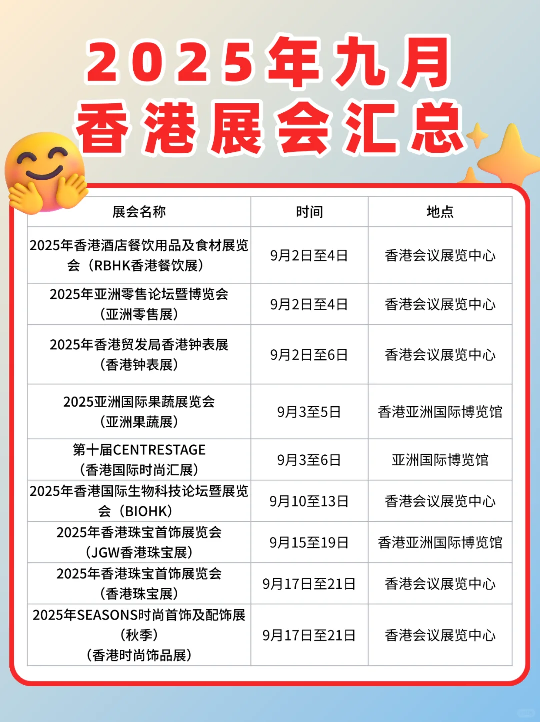 9月香港展会排期?展会运输超省心❗️