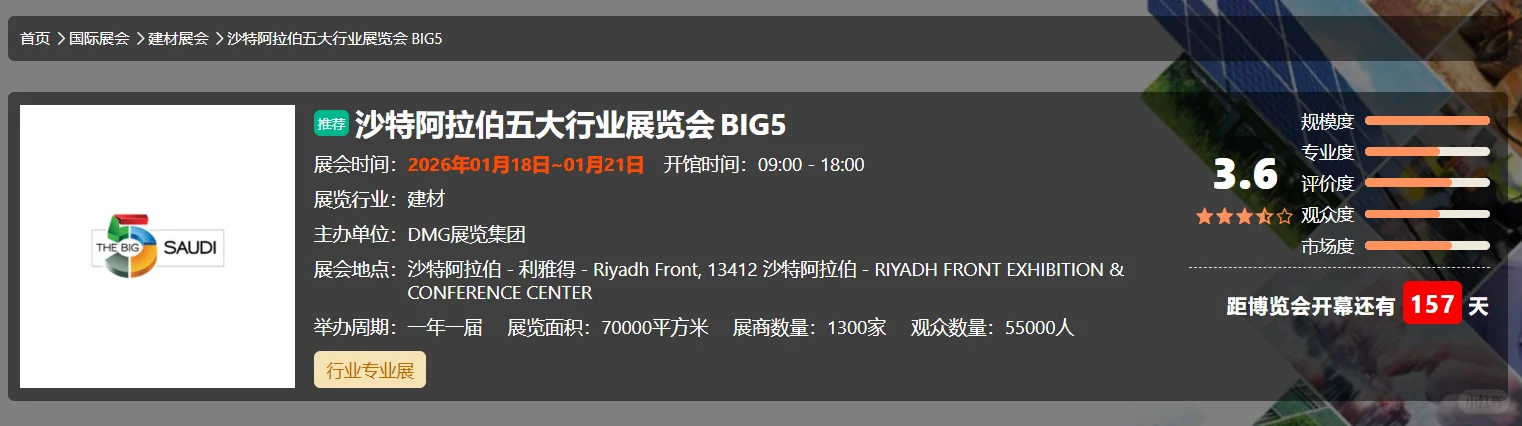 沙特阿拉伯五大行业展big5