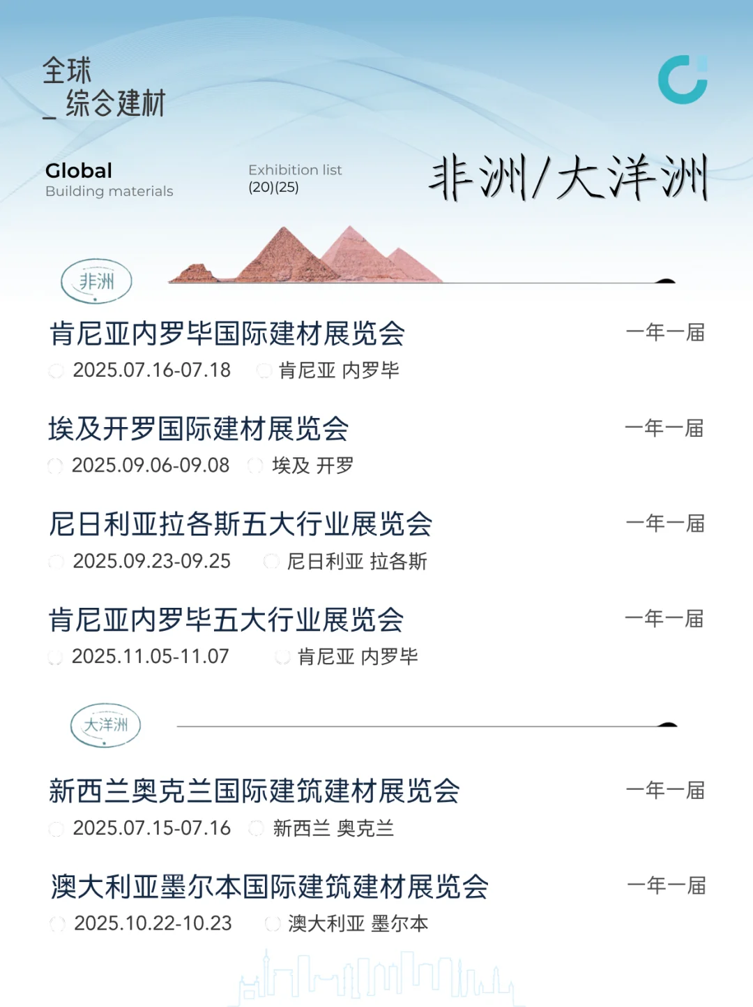 ?2025全球综合建材展：8-12月横跨6大洲！