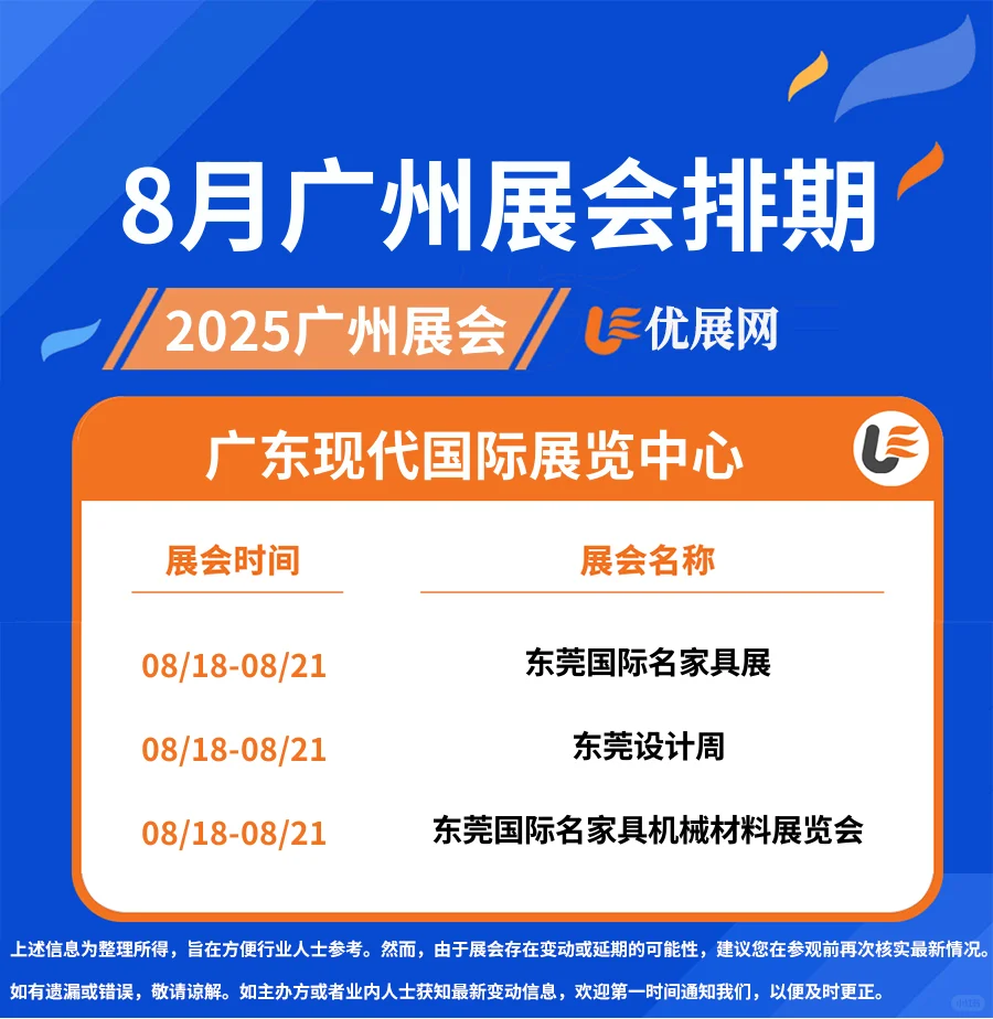 2025年8月【广州展会排期】一览表。