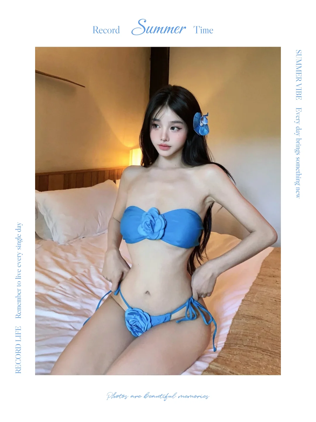 泳衣分享，蓝色系泳衣，好温柔呀～
