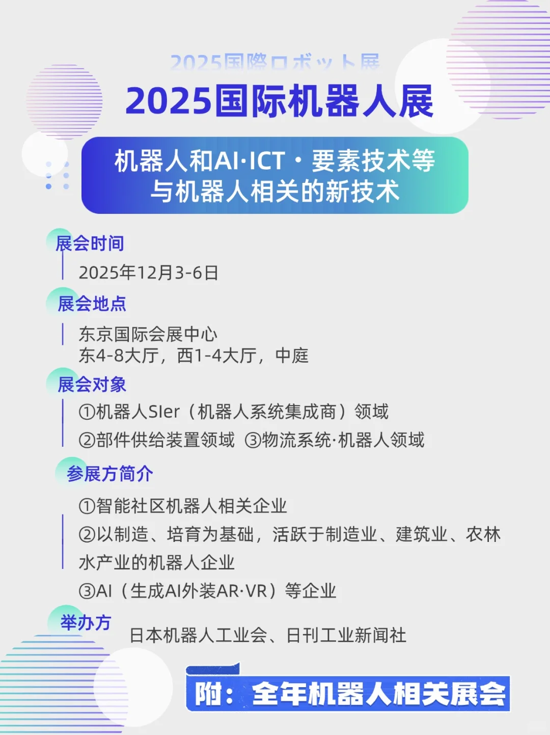 展会预告|2025国际机器人展，附全年同类展