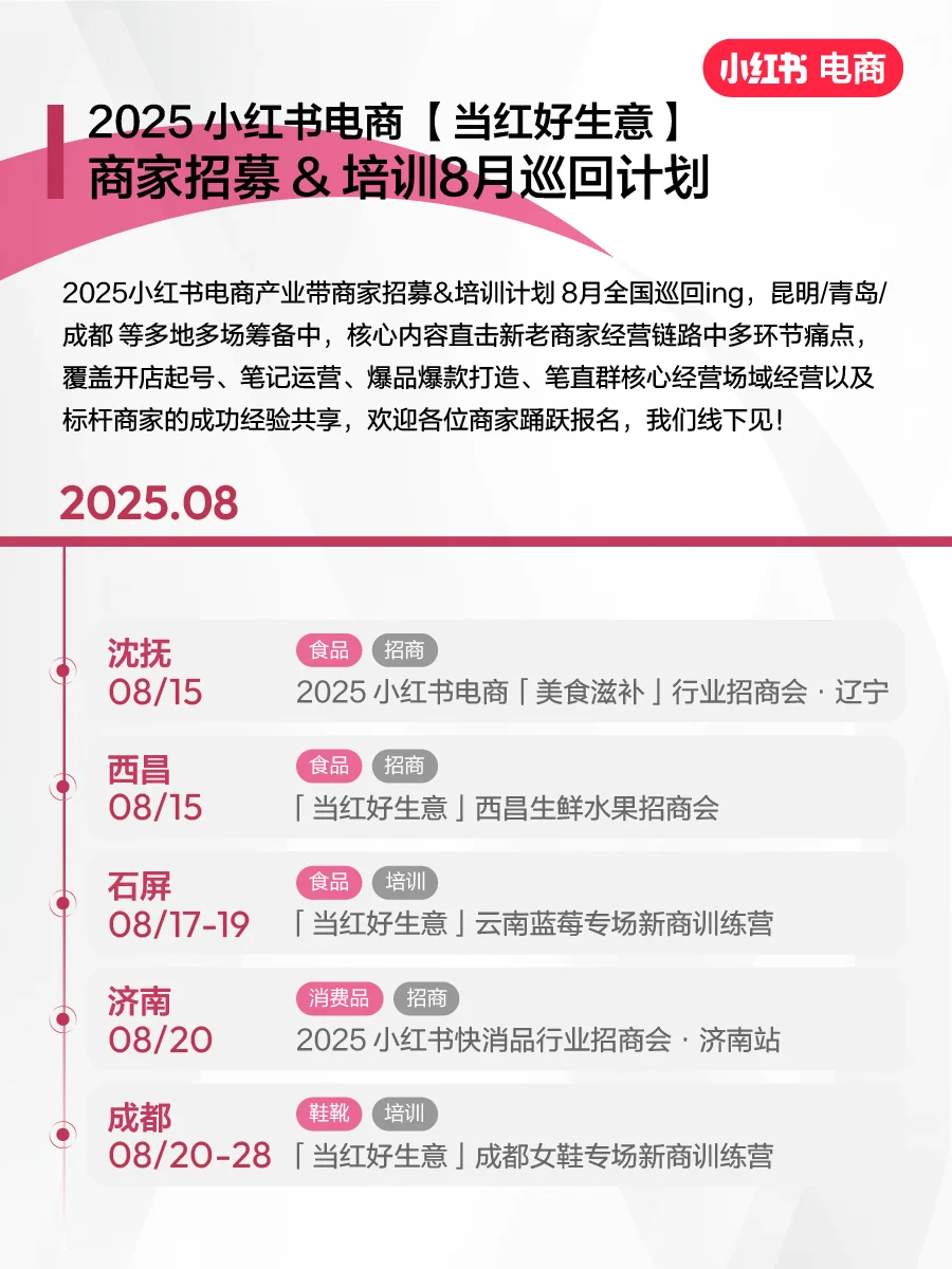「当红好生意」商家招募&培训8月巡回计划官宣