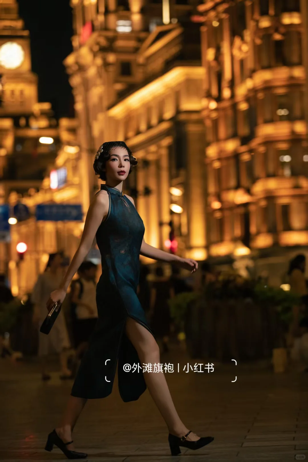 ?夜景外滩旗袍写真，美出圈的风情万种