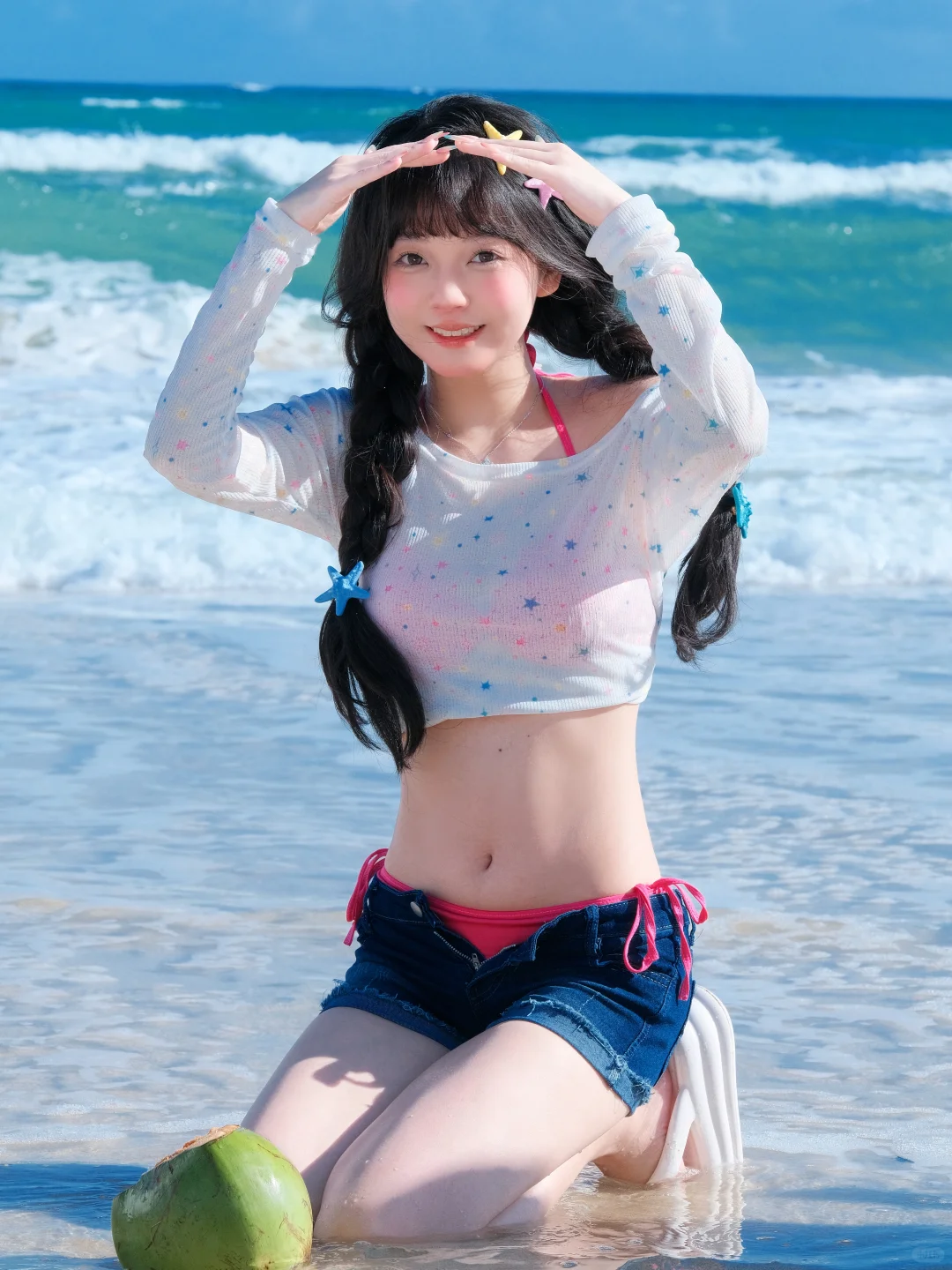 存一些海边的拍照姿势?️?