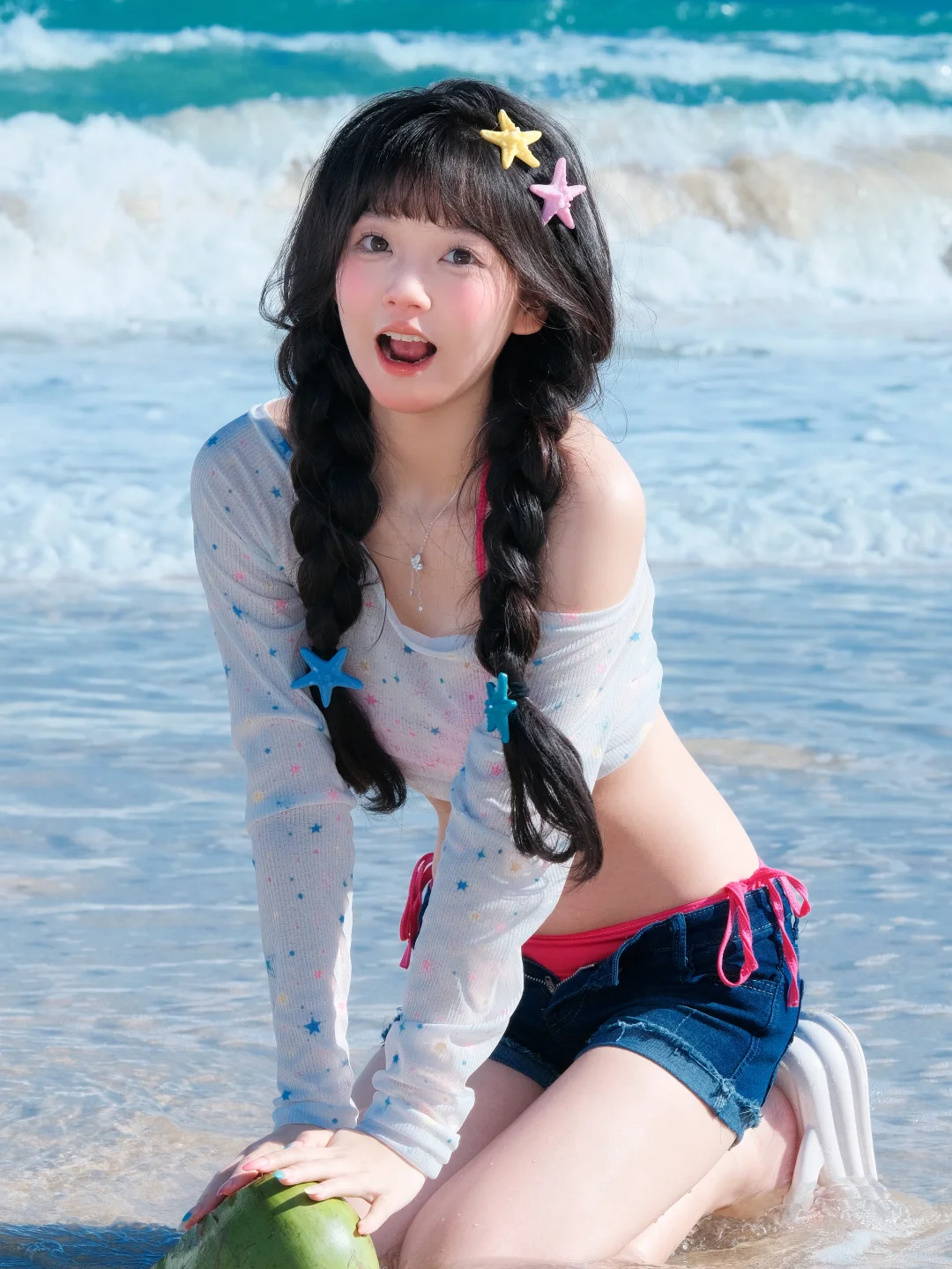 存一些海边的拍照姿势?️?