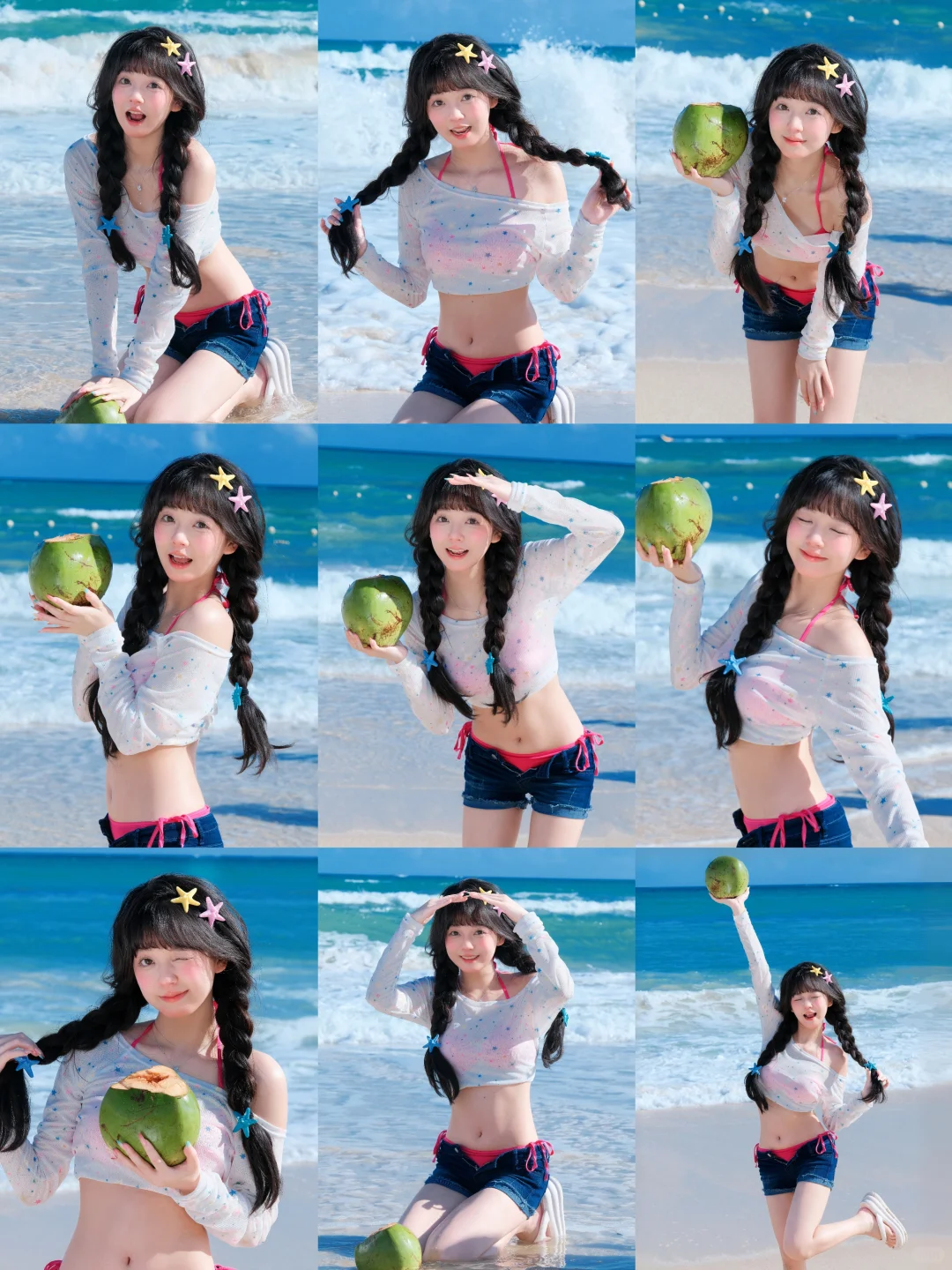 存一些海边的拍照姿势?️?