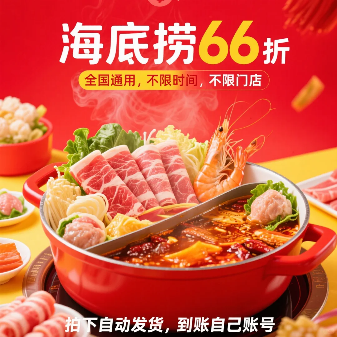 ?海底捞折扣66折/81折任选，任意时间用