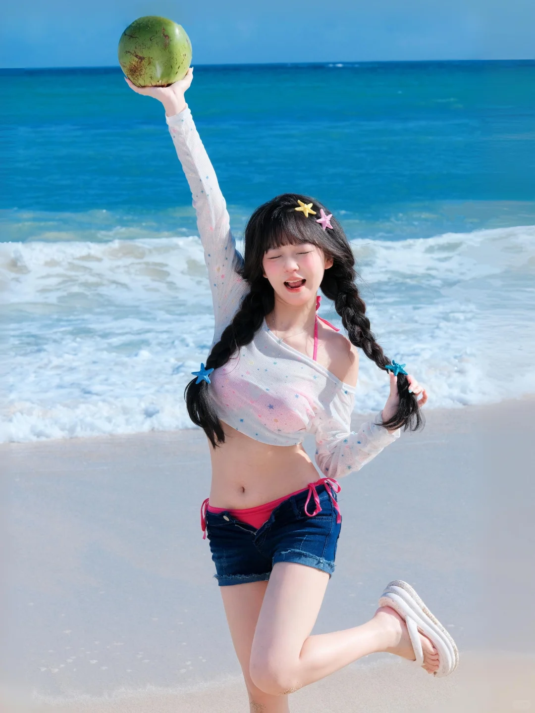 存一些海边的拍照姿势?️?