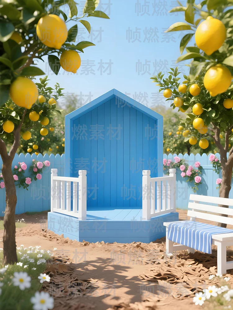 柑橘花园电商展台素材