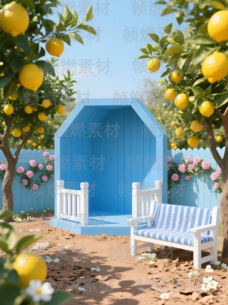 柑橘花园电商展台素材