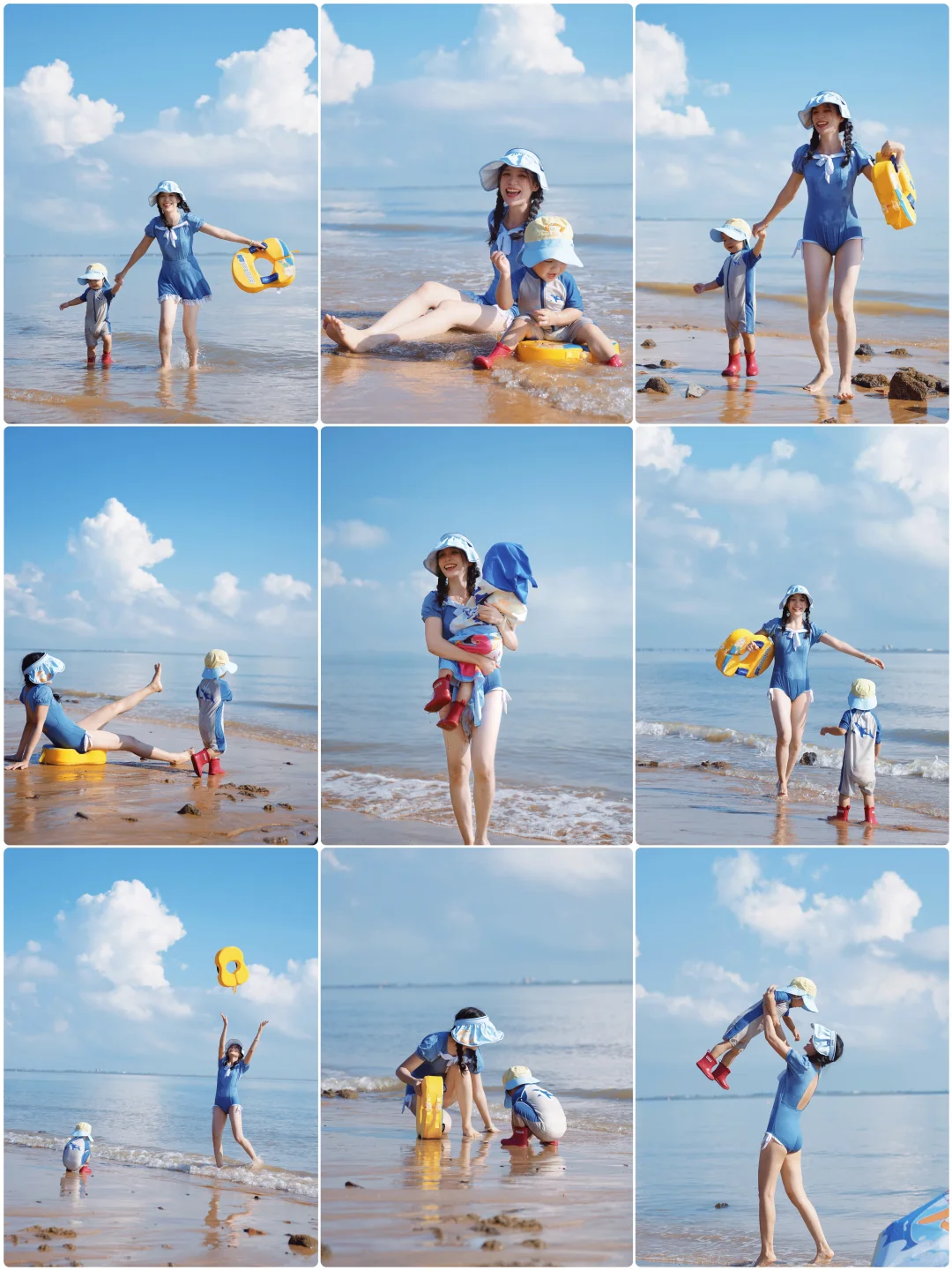 带娃去海边，亲子照这么拍自由感满满|附教程
