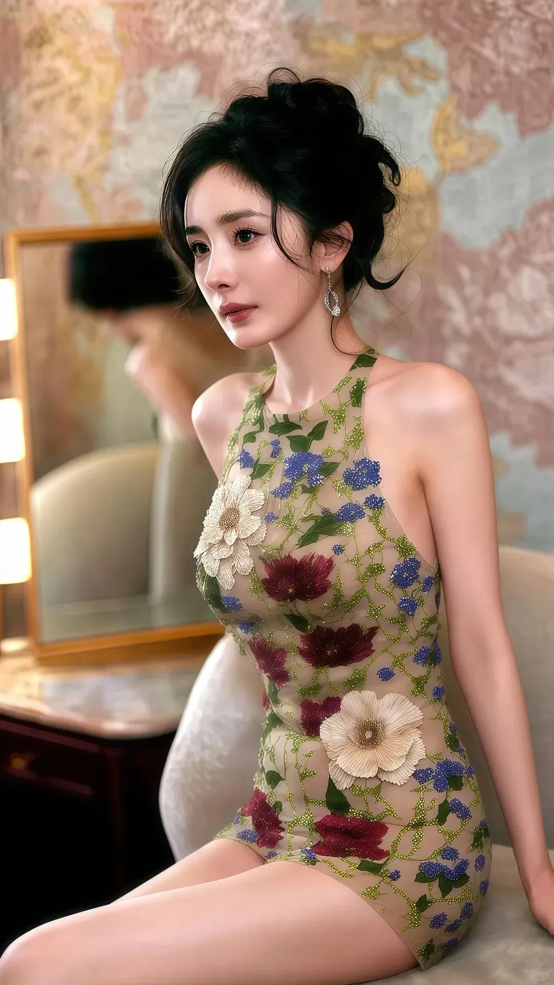 杨幂，紧身短裙差点走光！